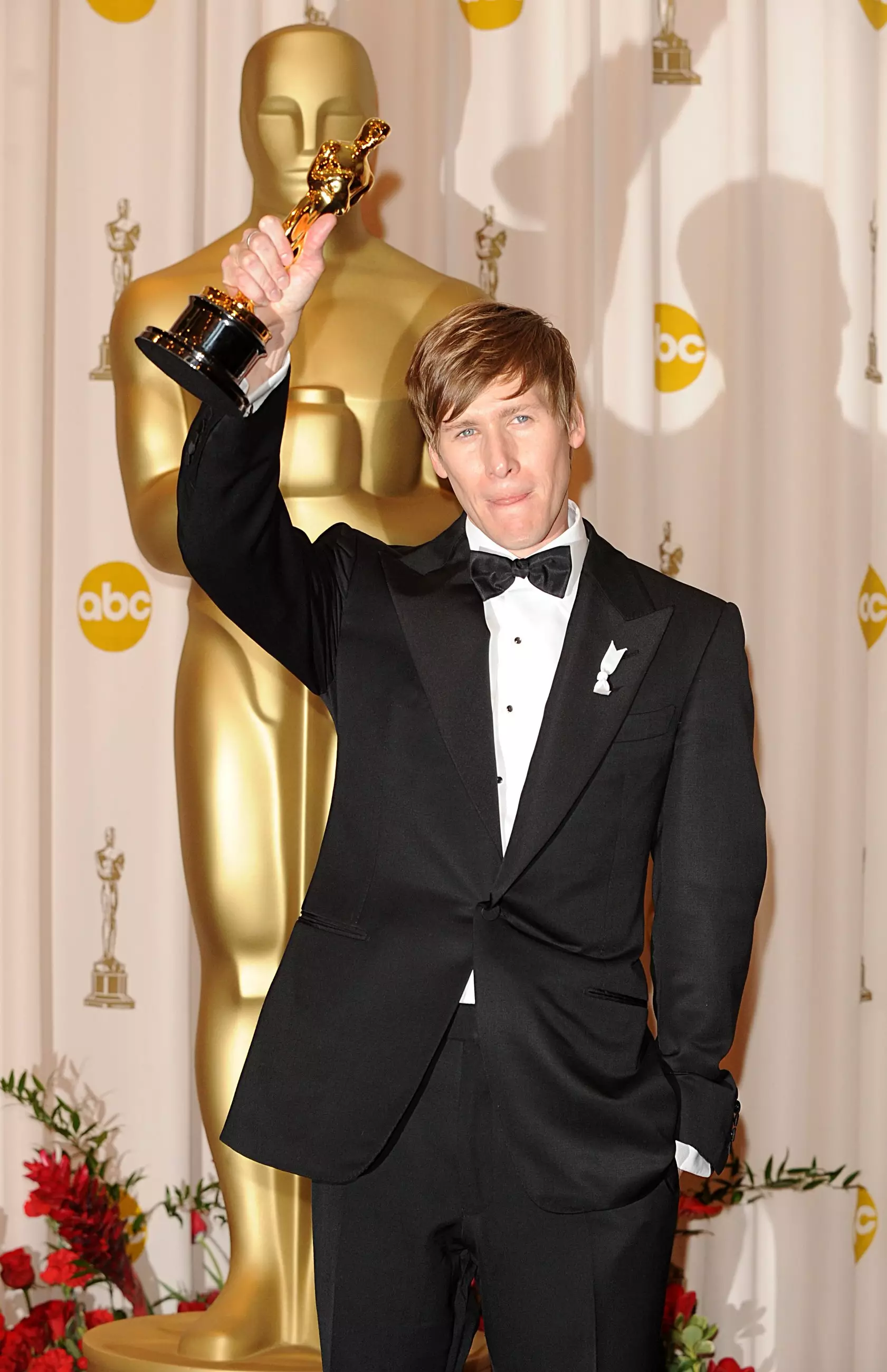 Dustin Lance Black with the Best Original Screenplay award, received for Milk, at the 81st Academy Awards. (