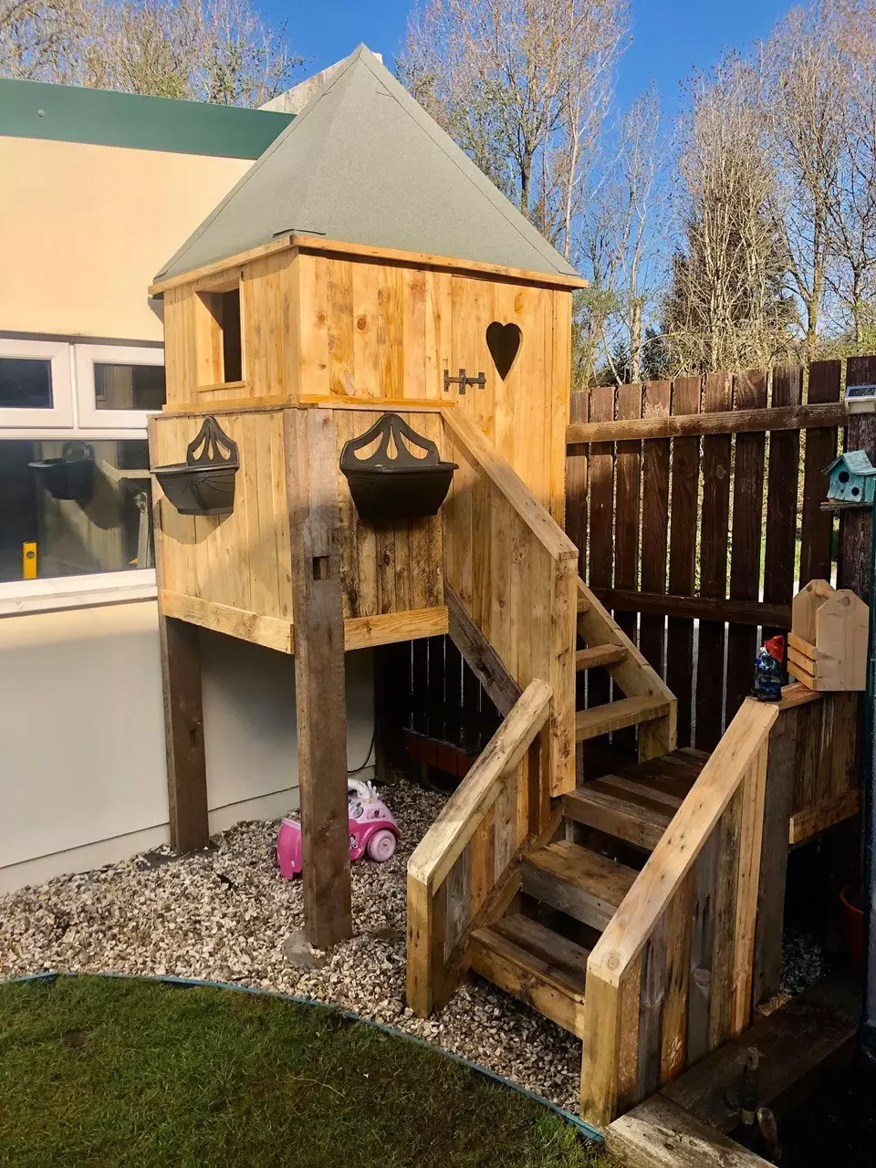 Tom spent just £10 building the impressive treehouse for his daughter.
