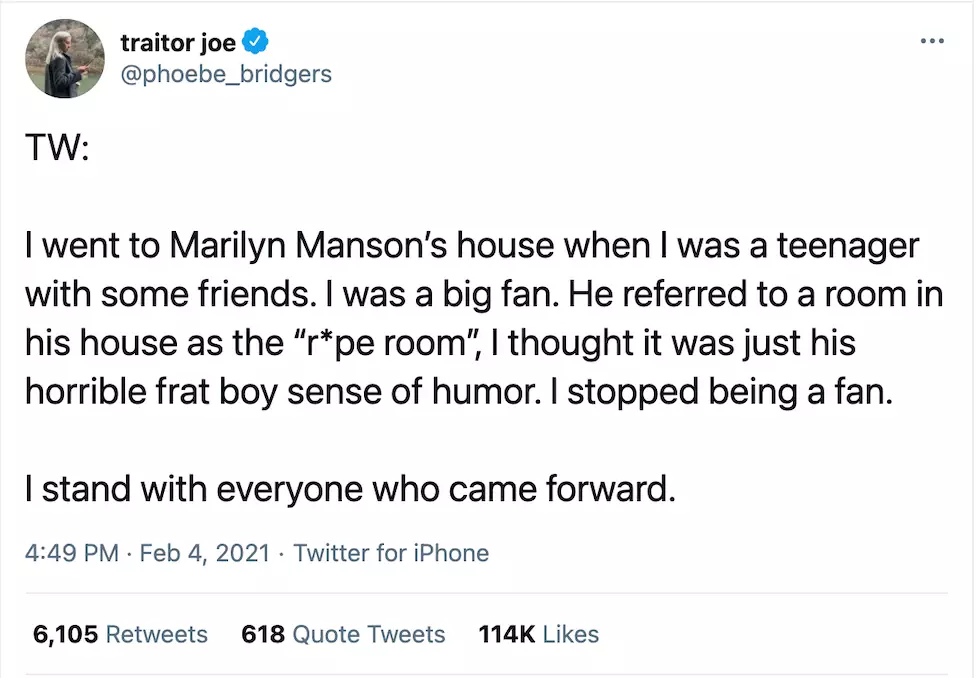 Phoebe Bridgers tweeted about meeting Marilyn Manson when she was a teen (