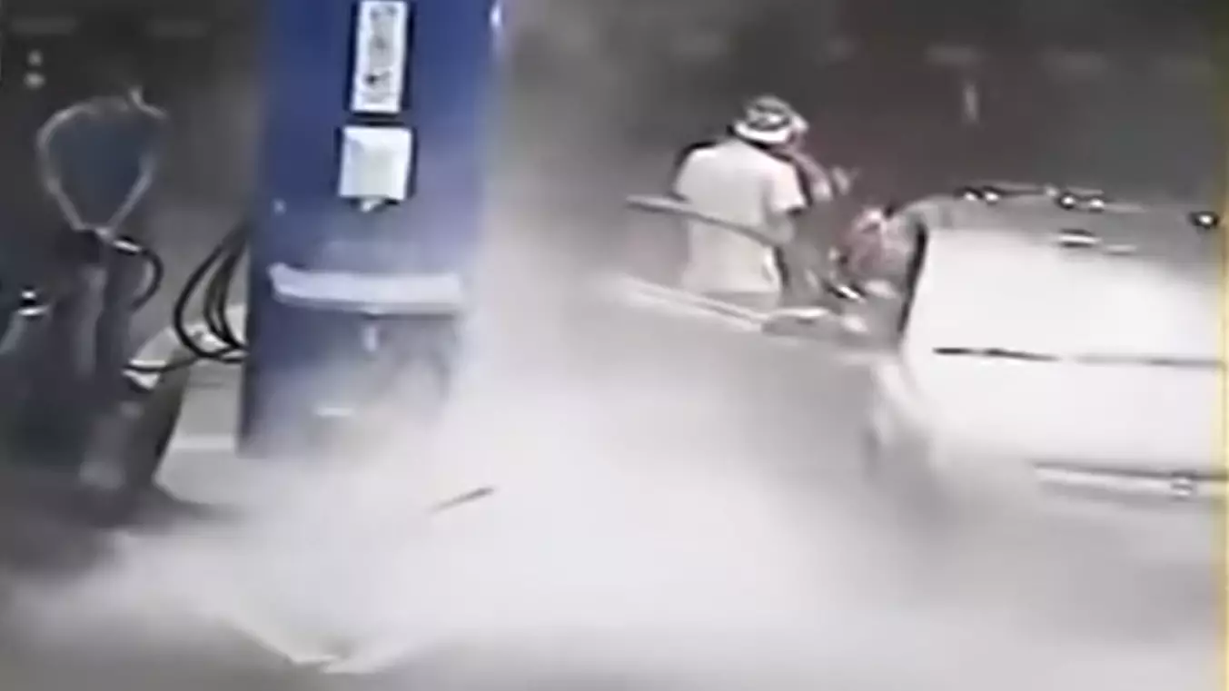Petrol Station Owner Goes Viral After Shooting Fire Extinguisher At Smoking Customer