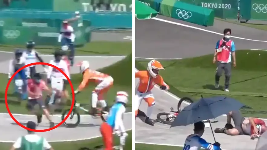 BMX Rider Collides With Olympics Official After They Casually Strolled Onto The Track Mid-Race