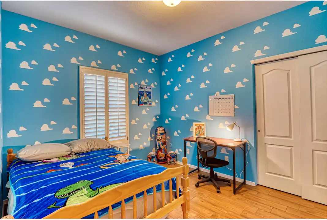 This bedroom was decorated to look just like Andy's room in Toy Story (