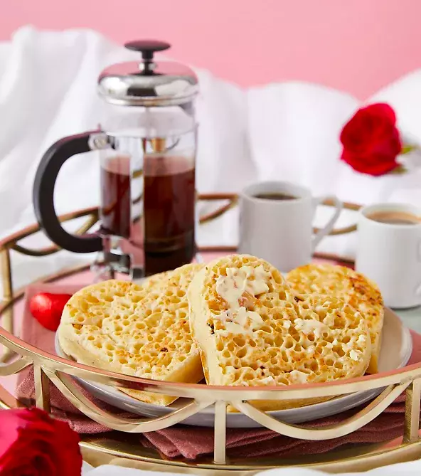 The sausage hamper comes with heart-shaped crumpets (