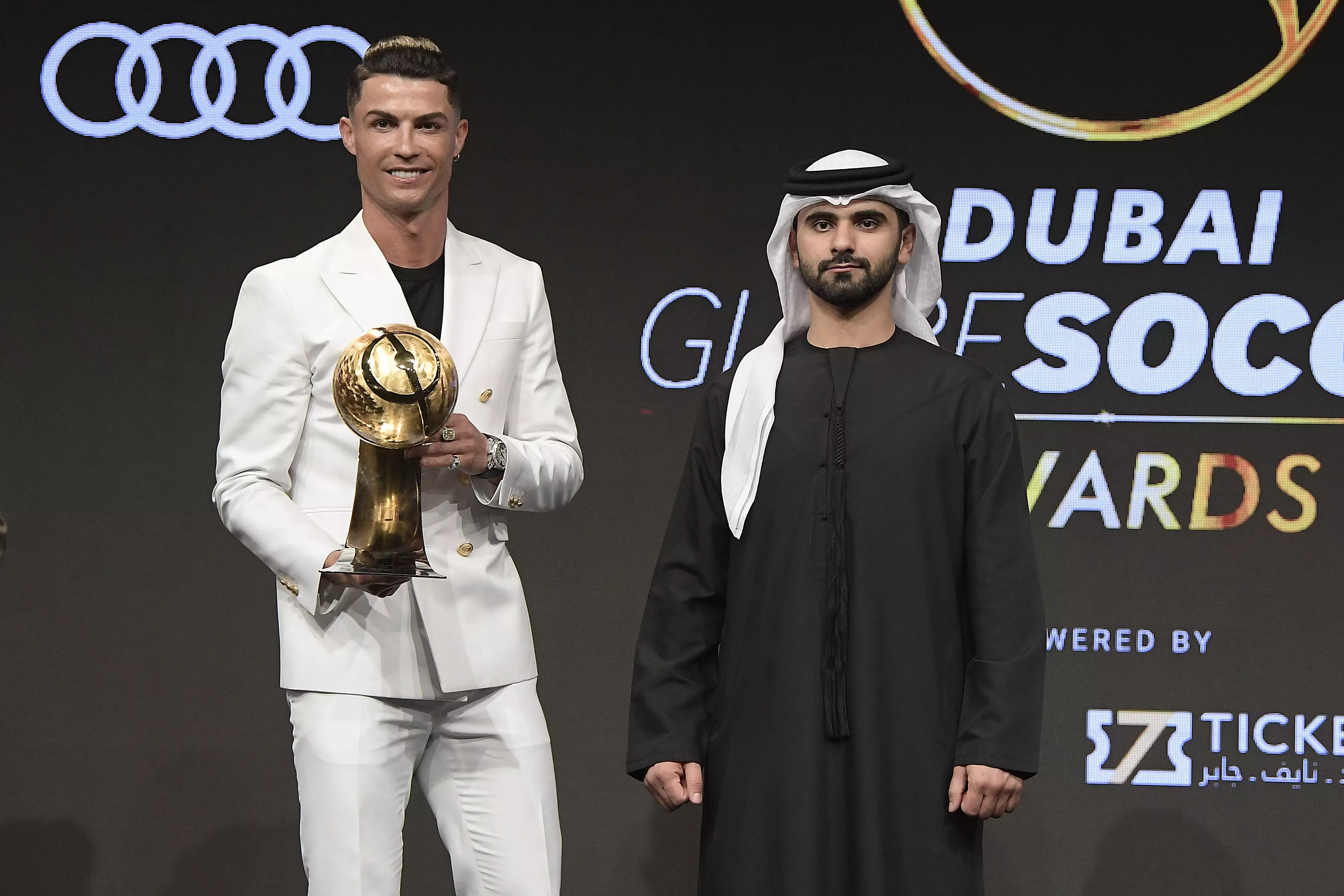 Ronaldo with his 'Player of the Year' award at last year's ceremony. Image: PA Images