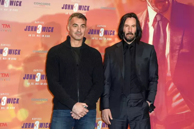John Wick director Chad Stahelski with star Keanu Reeves.