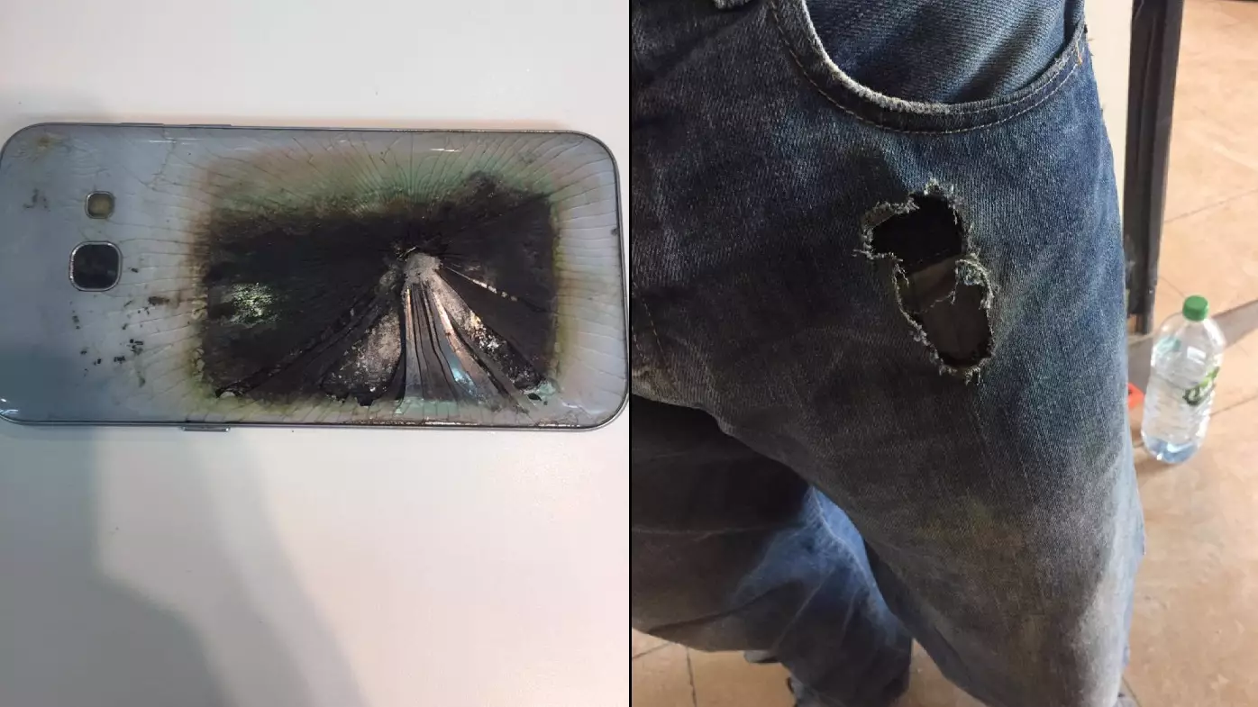 LAD's Phone Explodes In His Pocket And Sets His Jeans On Fire