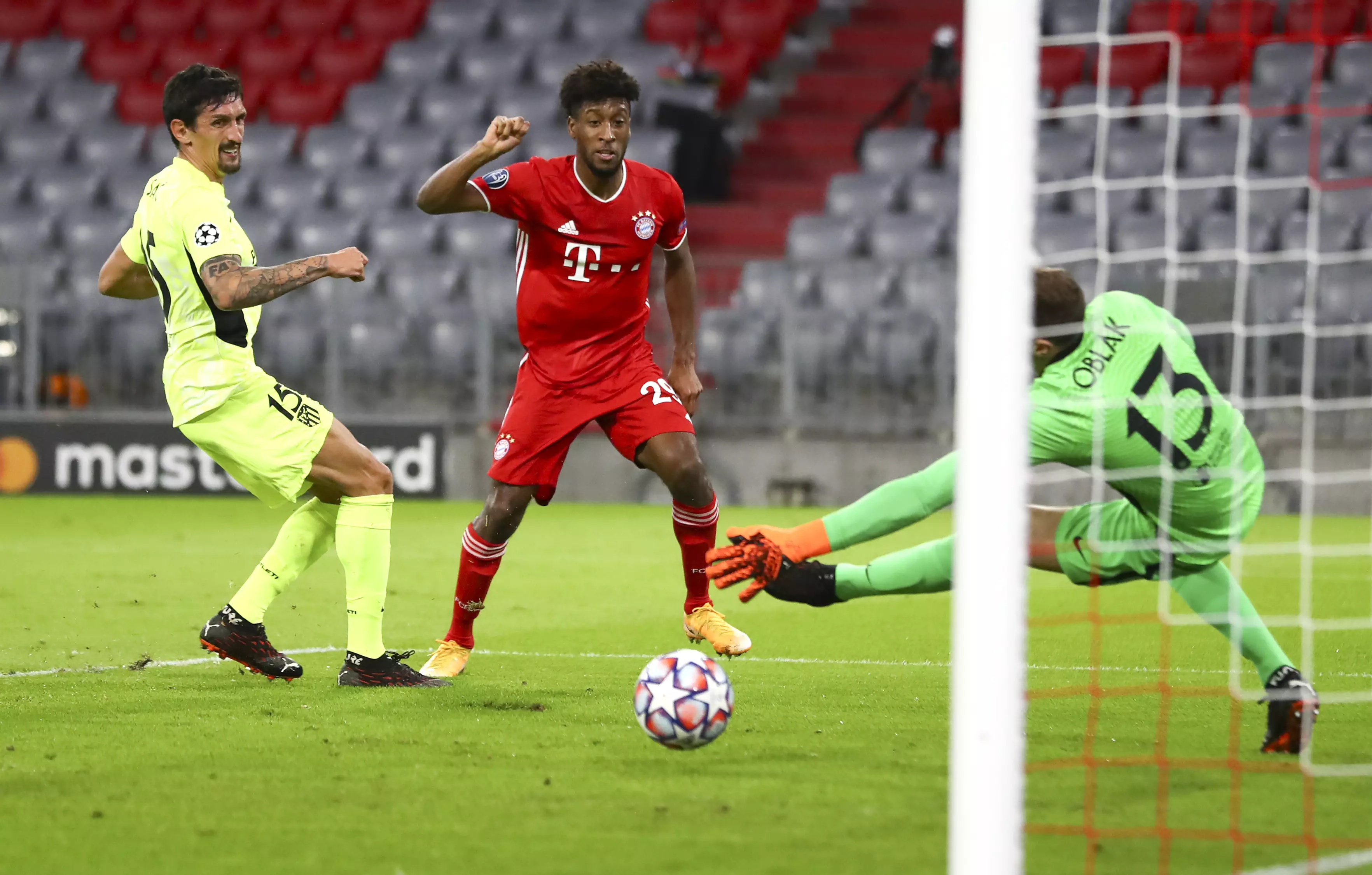 Coman scores his side's fourth of the night. Image: PA Images