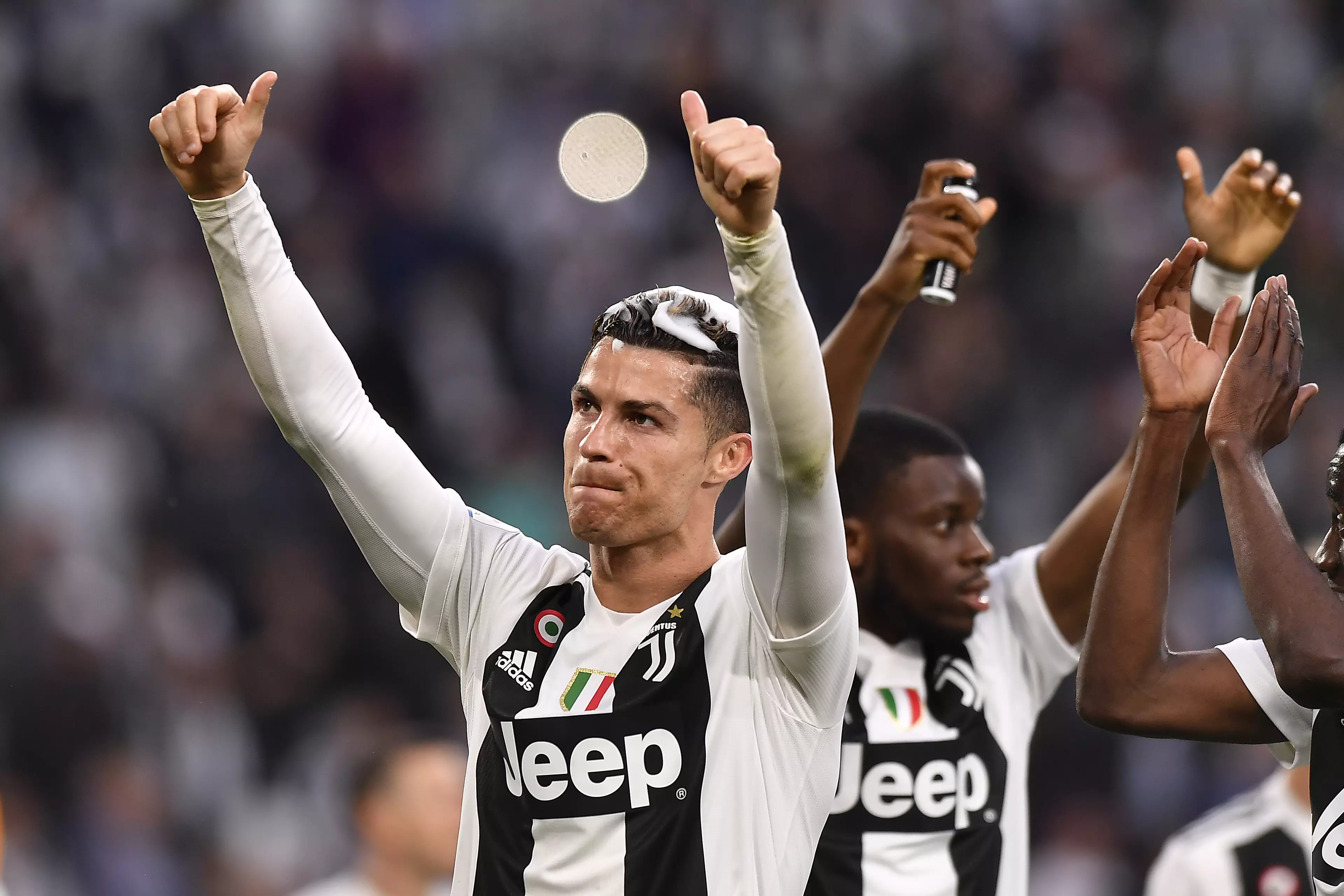 Ronaldo celebrates winning the title. Image: PA Images