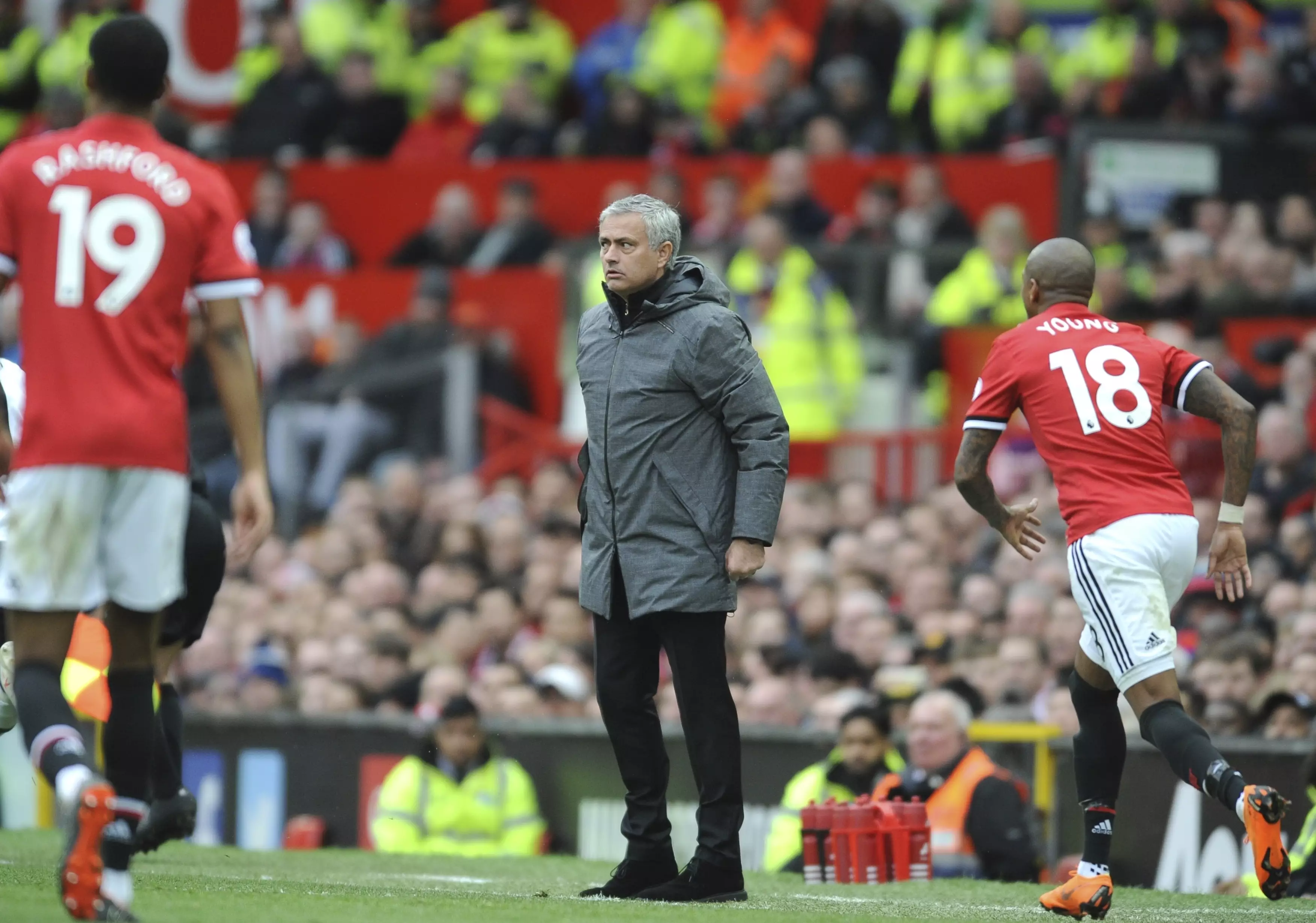Mourinho watches on from the sideline. Image: PA