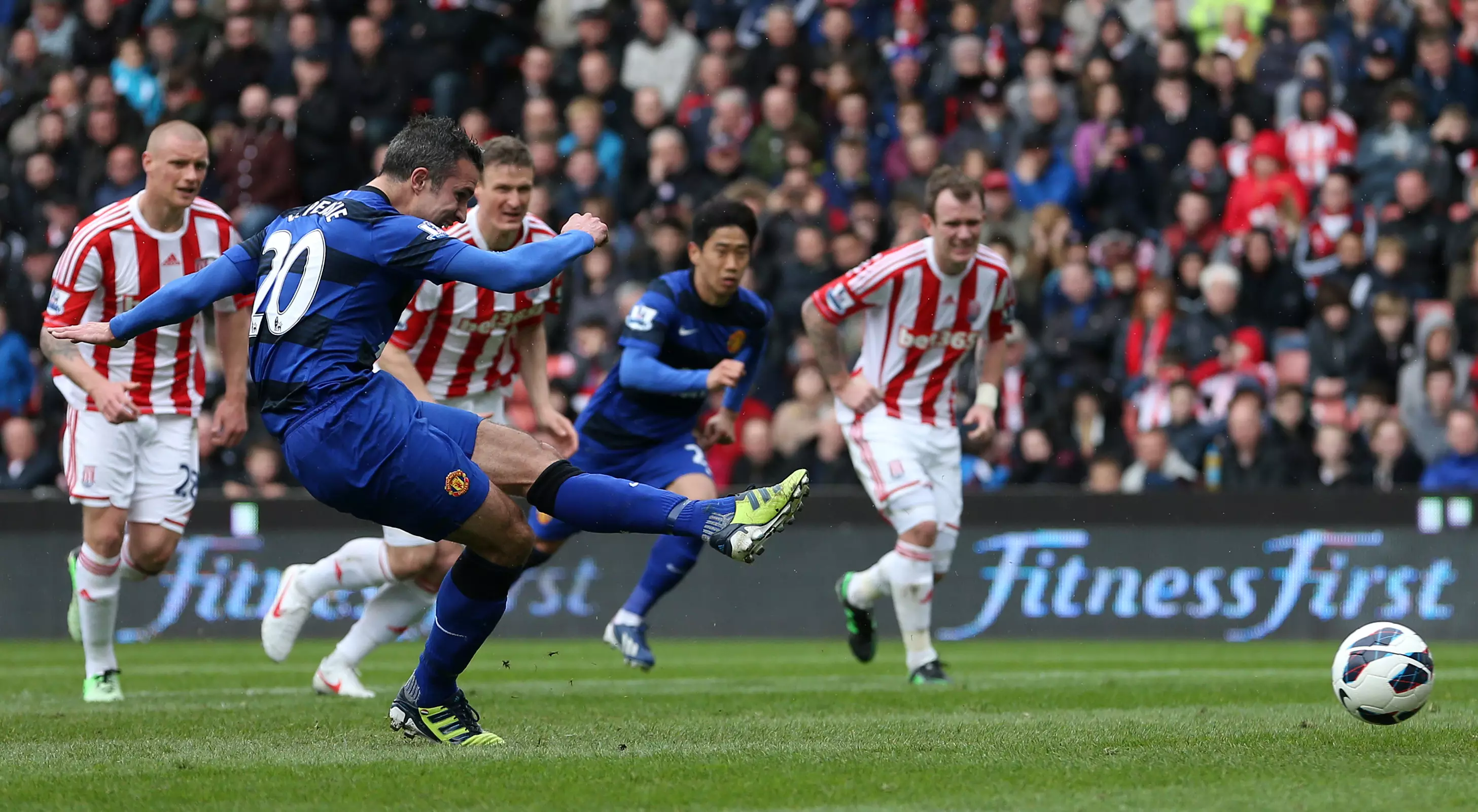van Persie scoring at Stoke. Image: PA