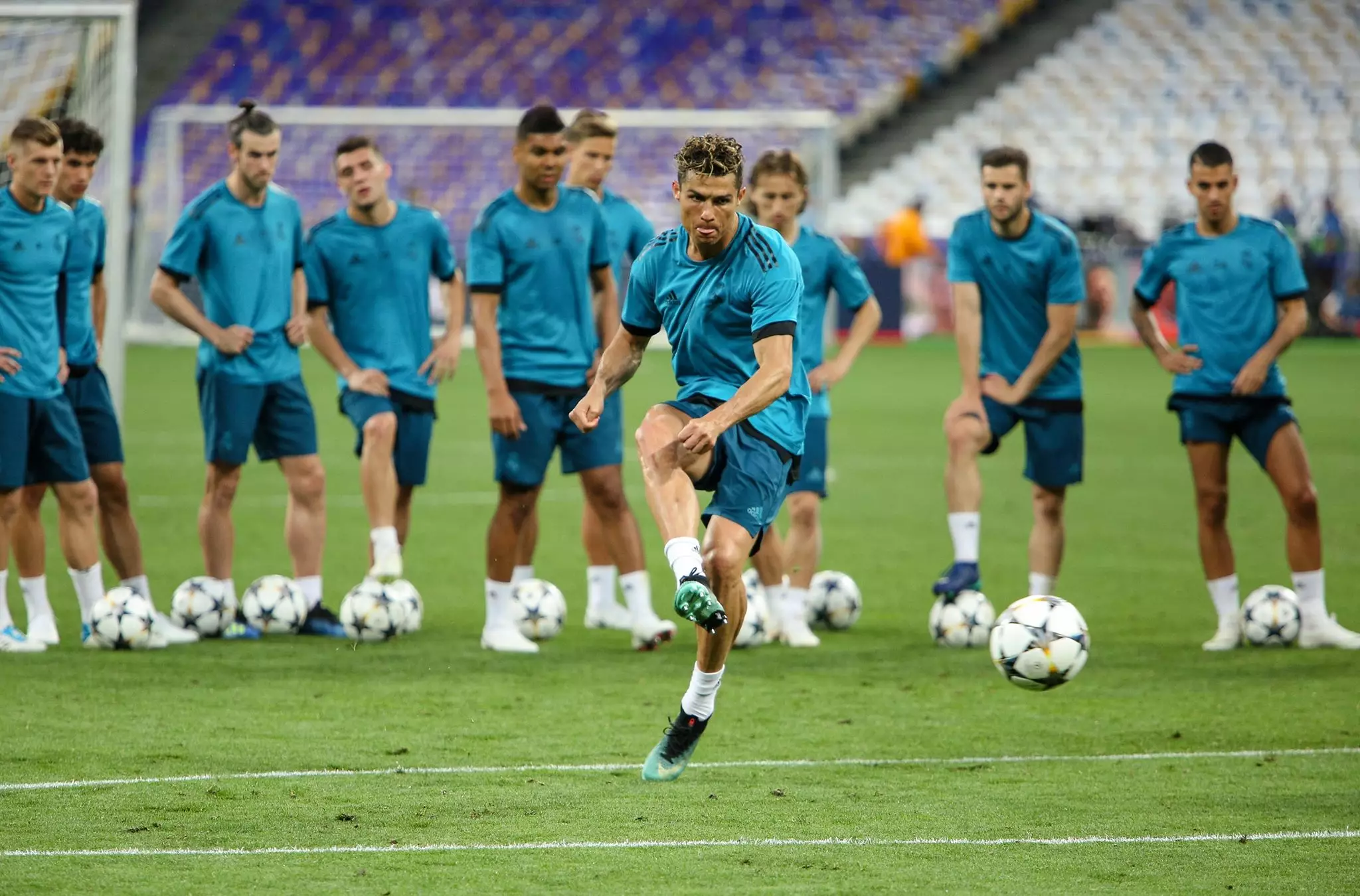 Ronaldo during Real Madrid training. Image: PA