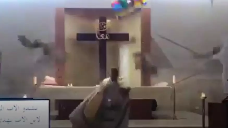 Moment Priest Flees In Terror As Beirut Blast Shakes Building During Live-Stream