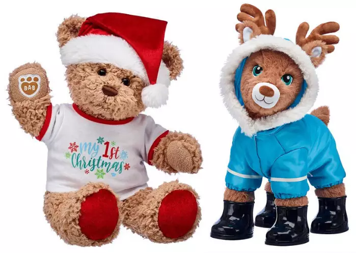 The 'My First Christmas' teddy set, £27, will make a great present for a new baby while the reindeer set, £44, is very festive (