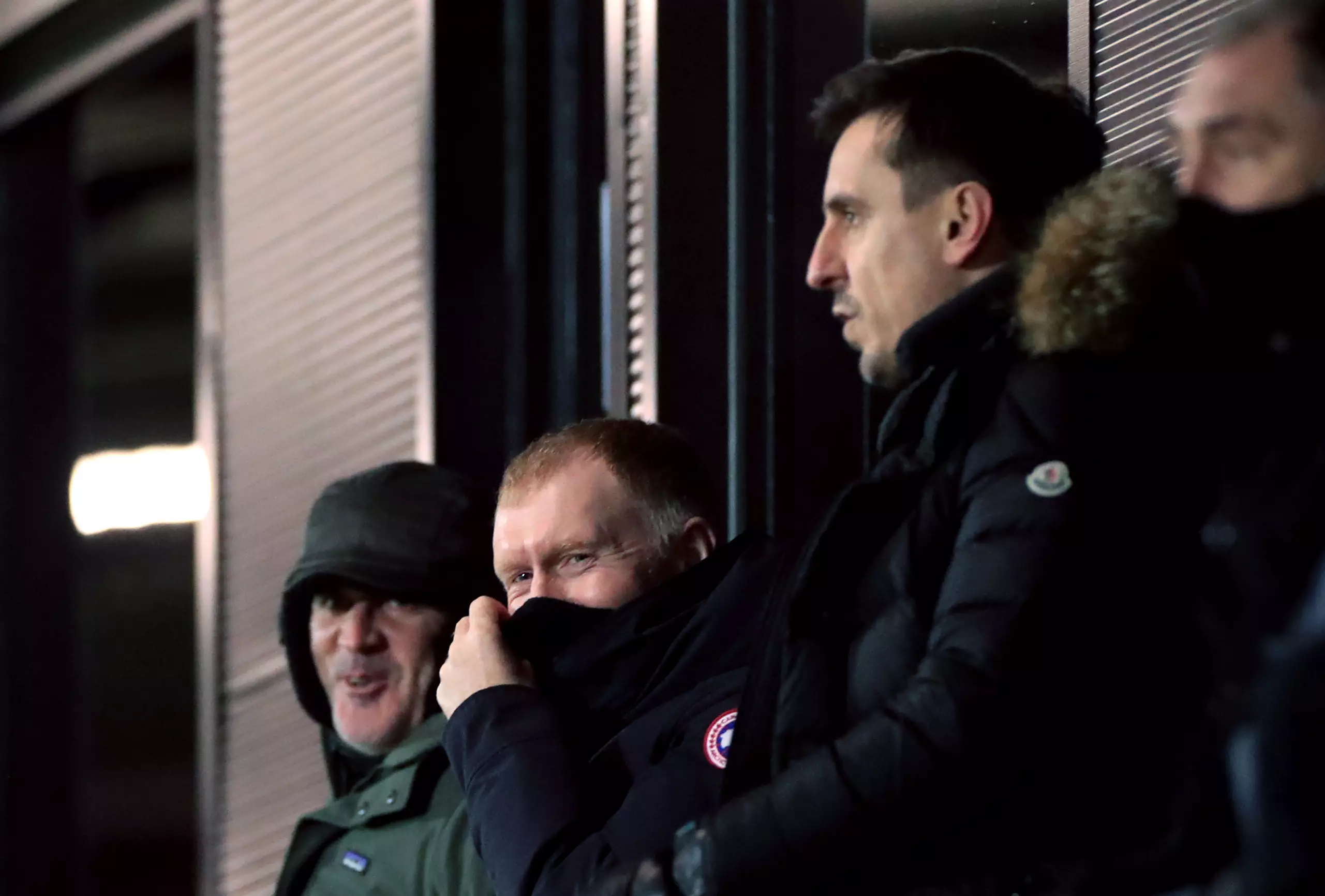 Neville and co-owner Paul Scholes watch their team. Image: PA Images