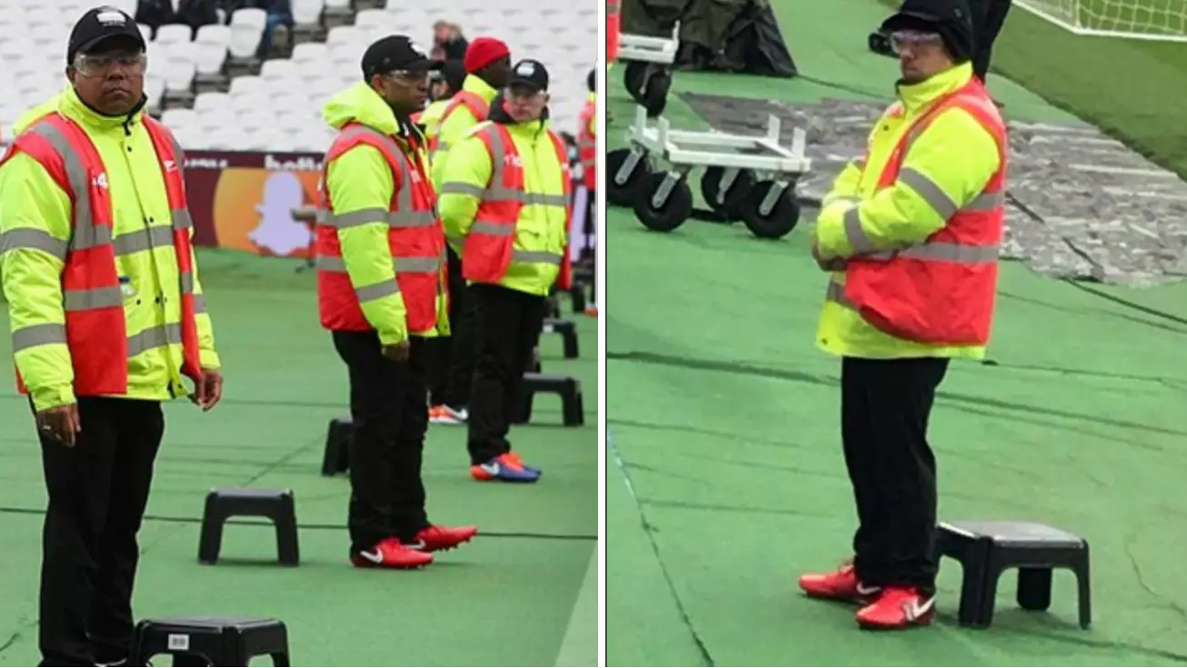 West Ham Stewards Are Wearing Goggles And Football Boots Today