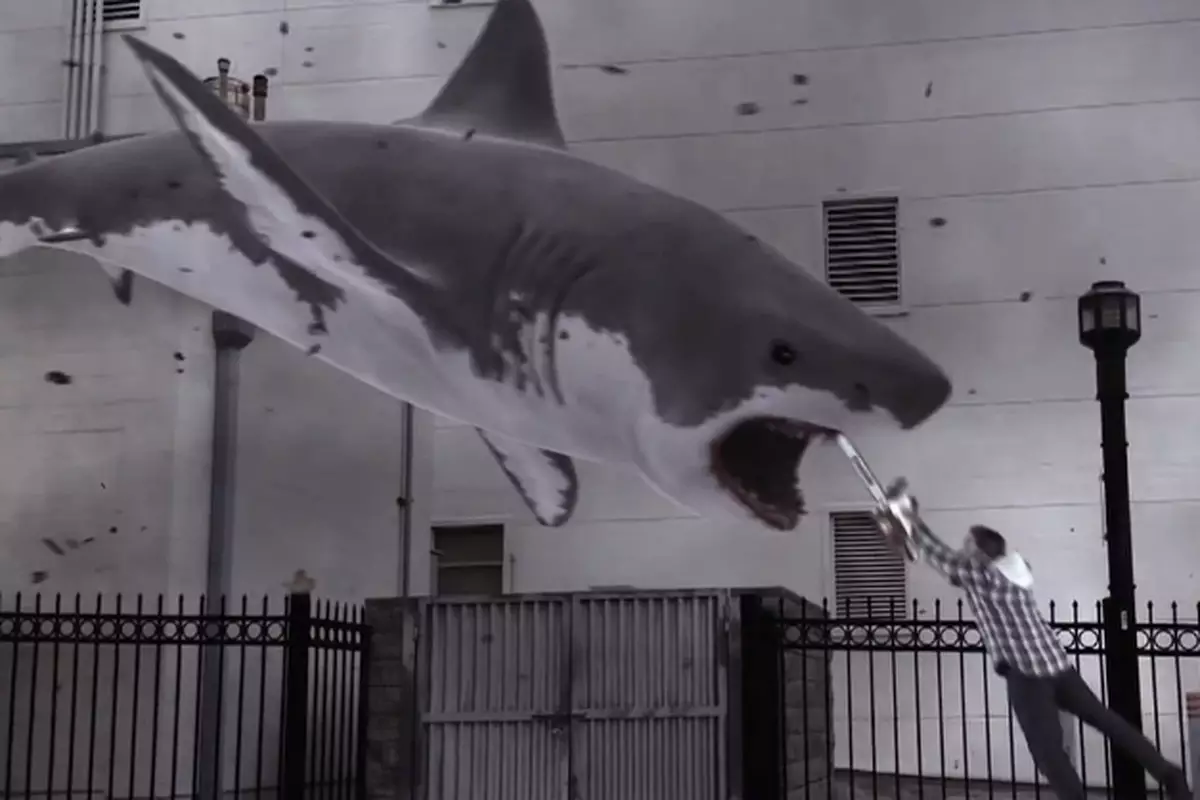 A scene from Sharknado. Spoiler: not happening in the US right now.