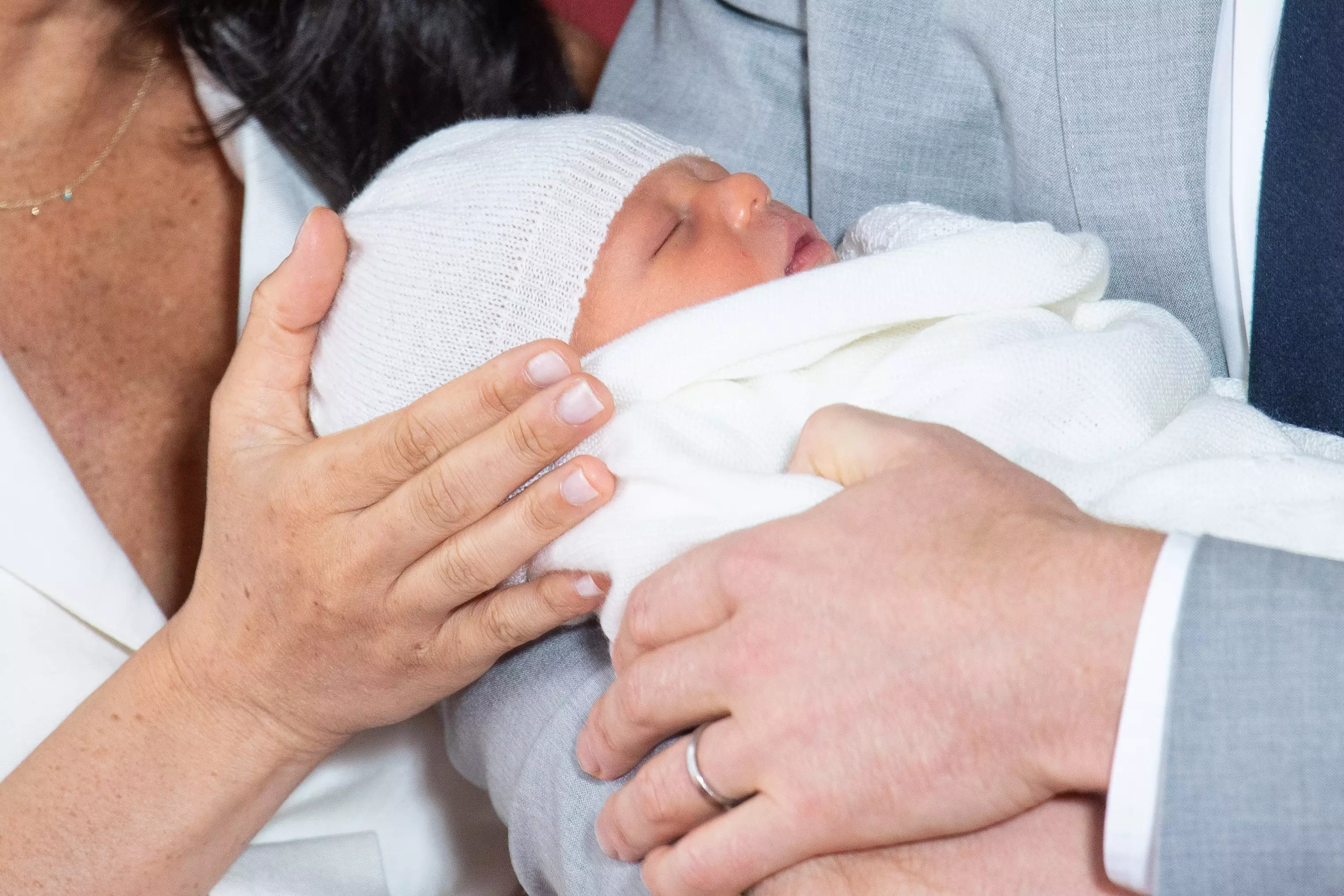 Harry and Meghan present their little boy to the world on Wednesday (