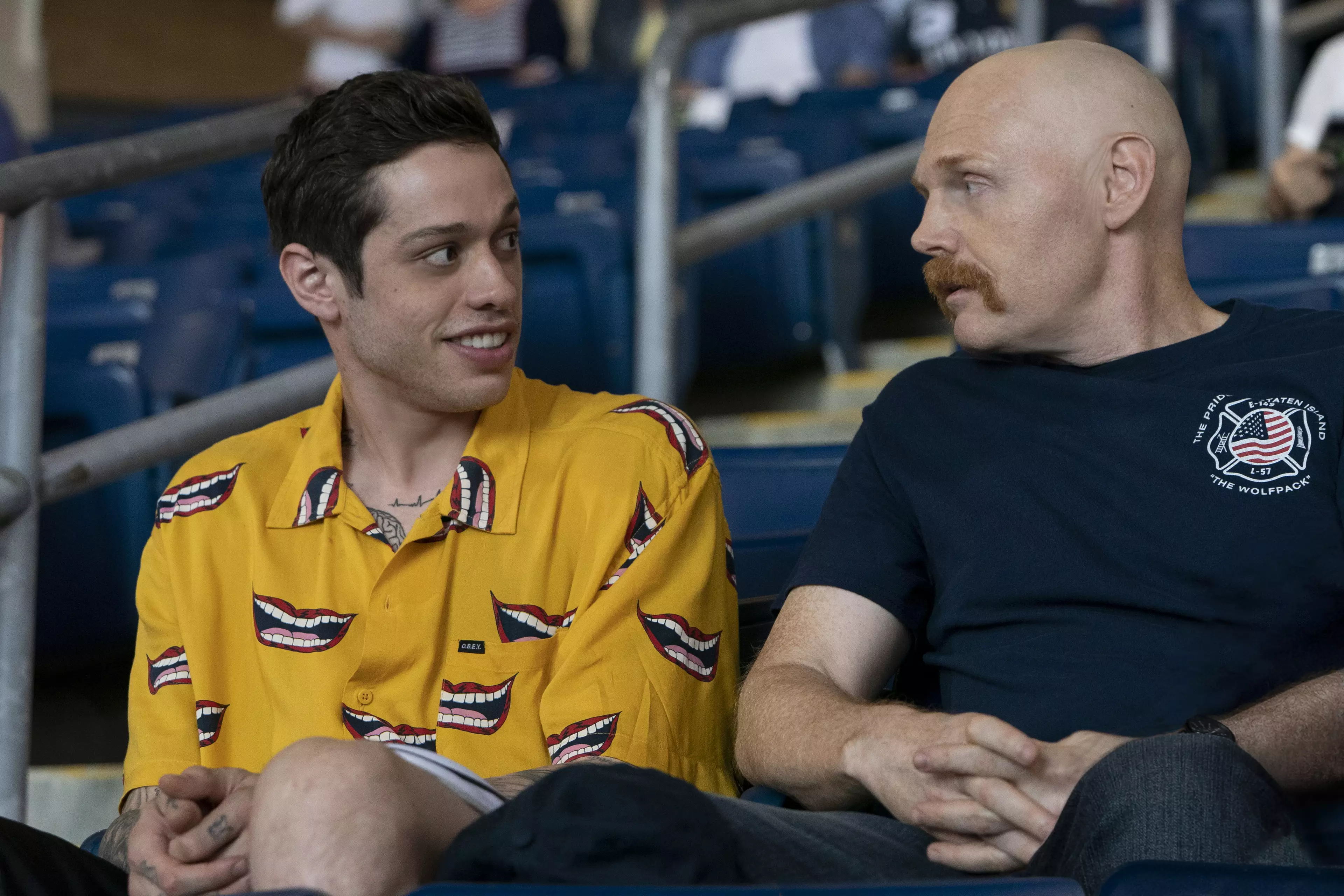 Scott (Pete Davidson) clashes with his mum's new partner Ray (Bill Burr) in the movie.