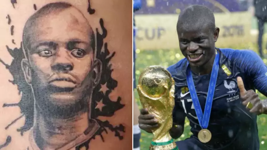 Non-League Footballer Gets N'Golo Kante's Face Tattooed On His Back
