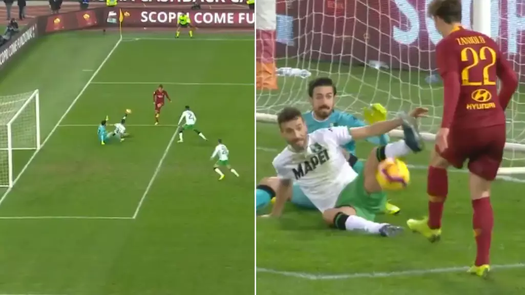 Nicolo Zaniolo Scores 'The Most Disrespectful' Goal Ever, Sits Down Goalkeeper And Defender