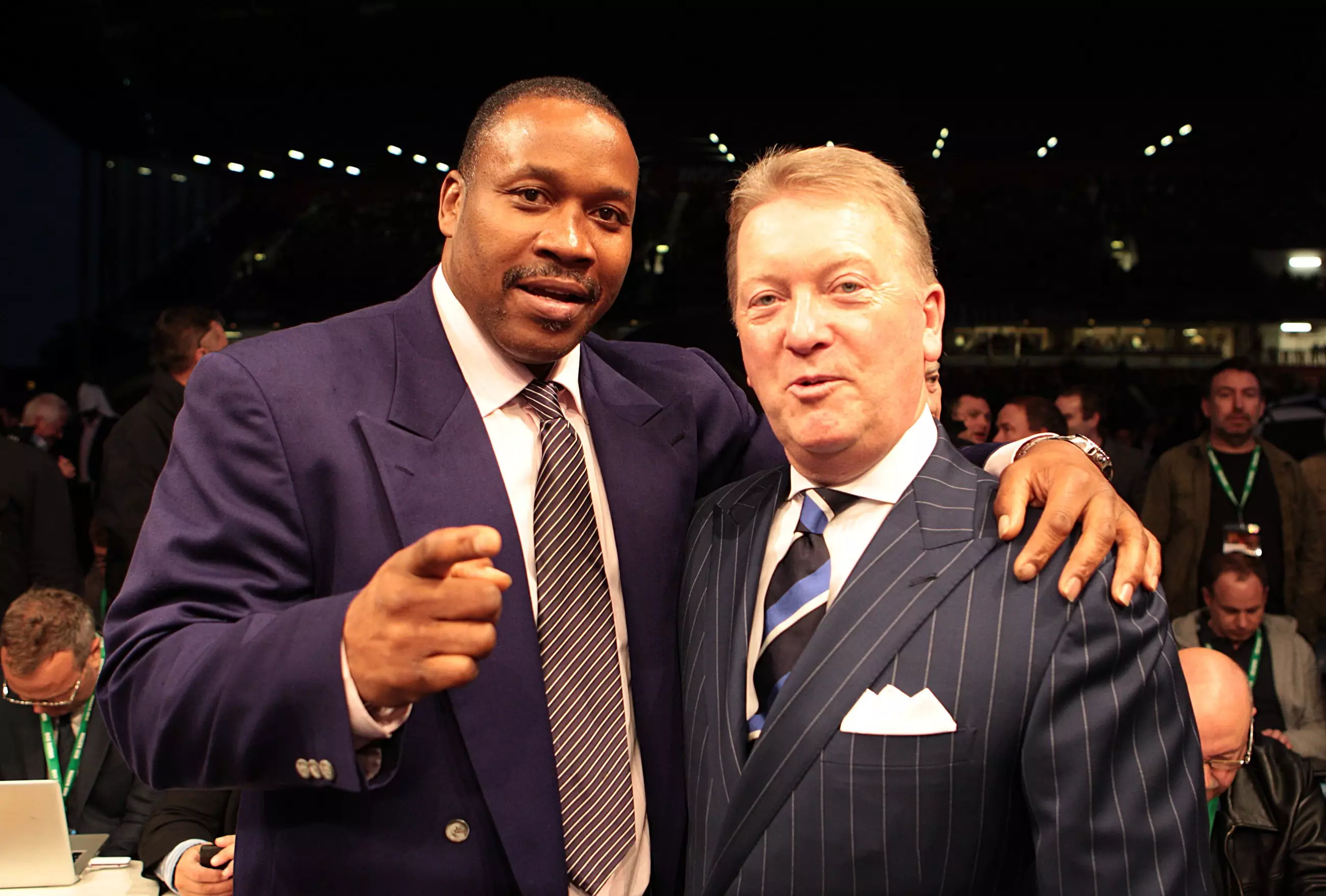 Tim Witherspoon (left) with promoter Frank Warren (right) back in 2012. (Image