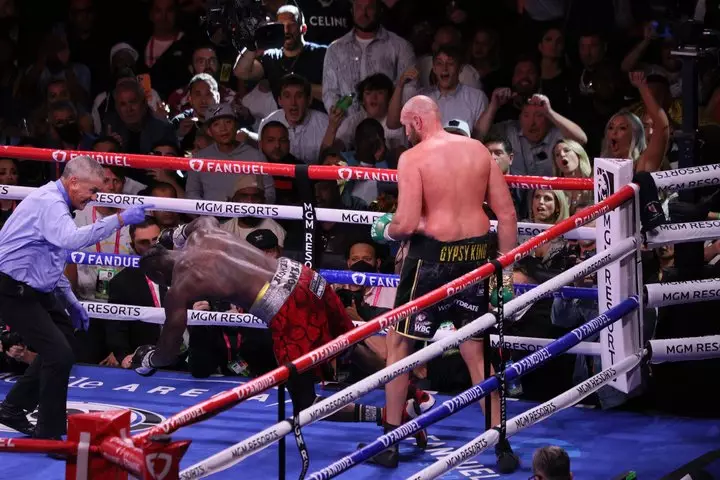 Tyson Fury knocked Deontay Wilder down for the last time in the 11th round.