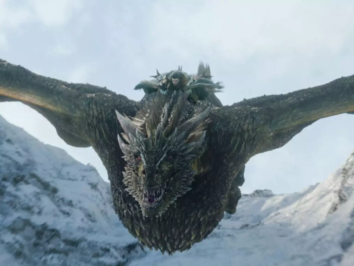 Jon Snow riding a dragon.