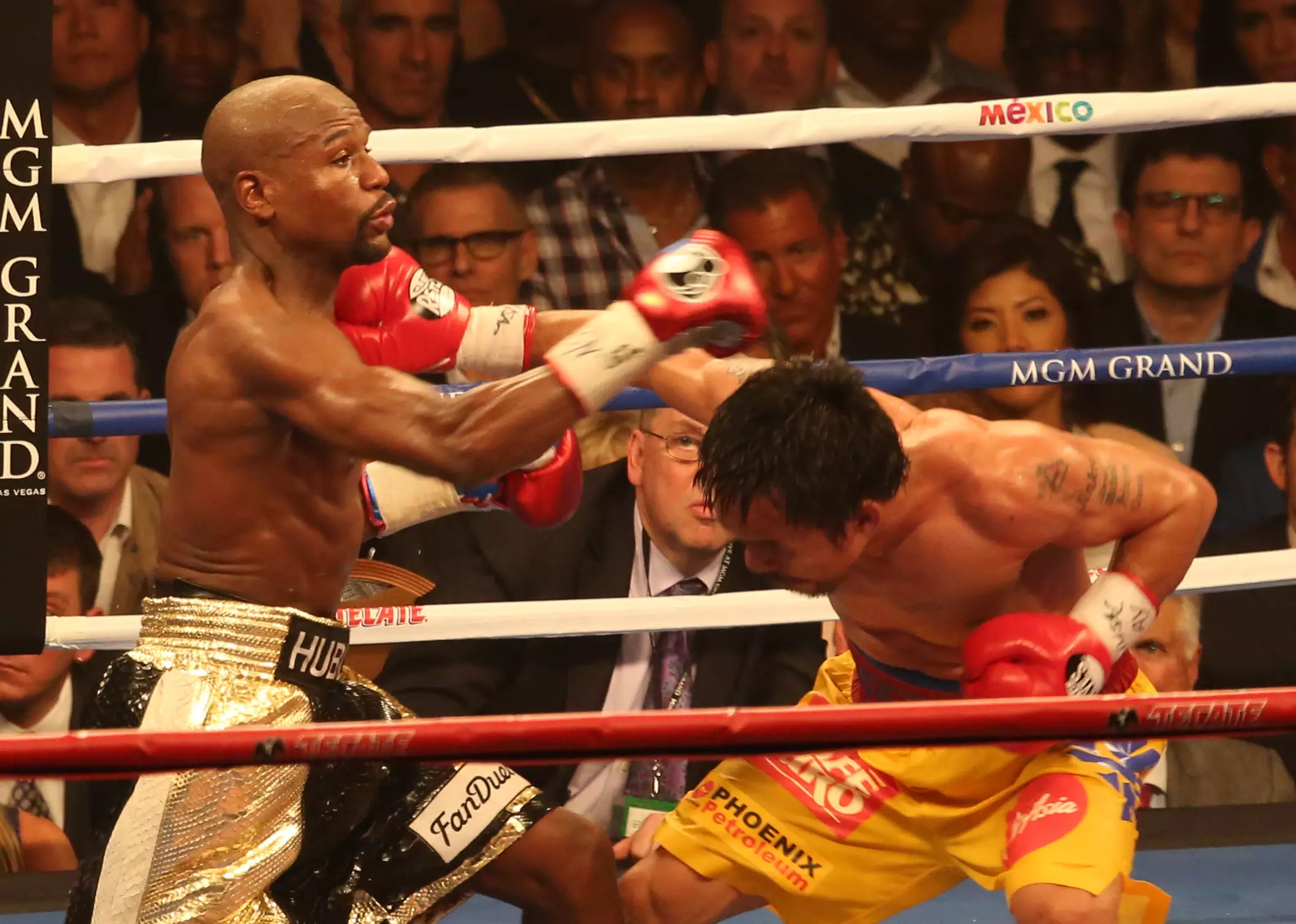 Mayweather and Pacquiao faced off back in 2015 with Mayweather coming out on top. (Image