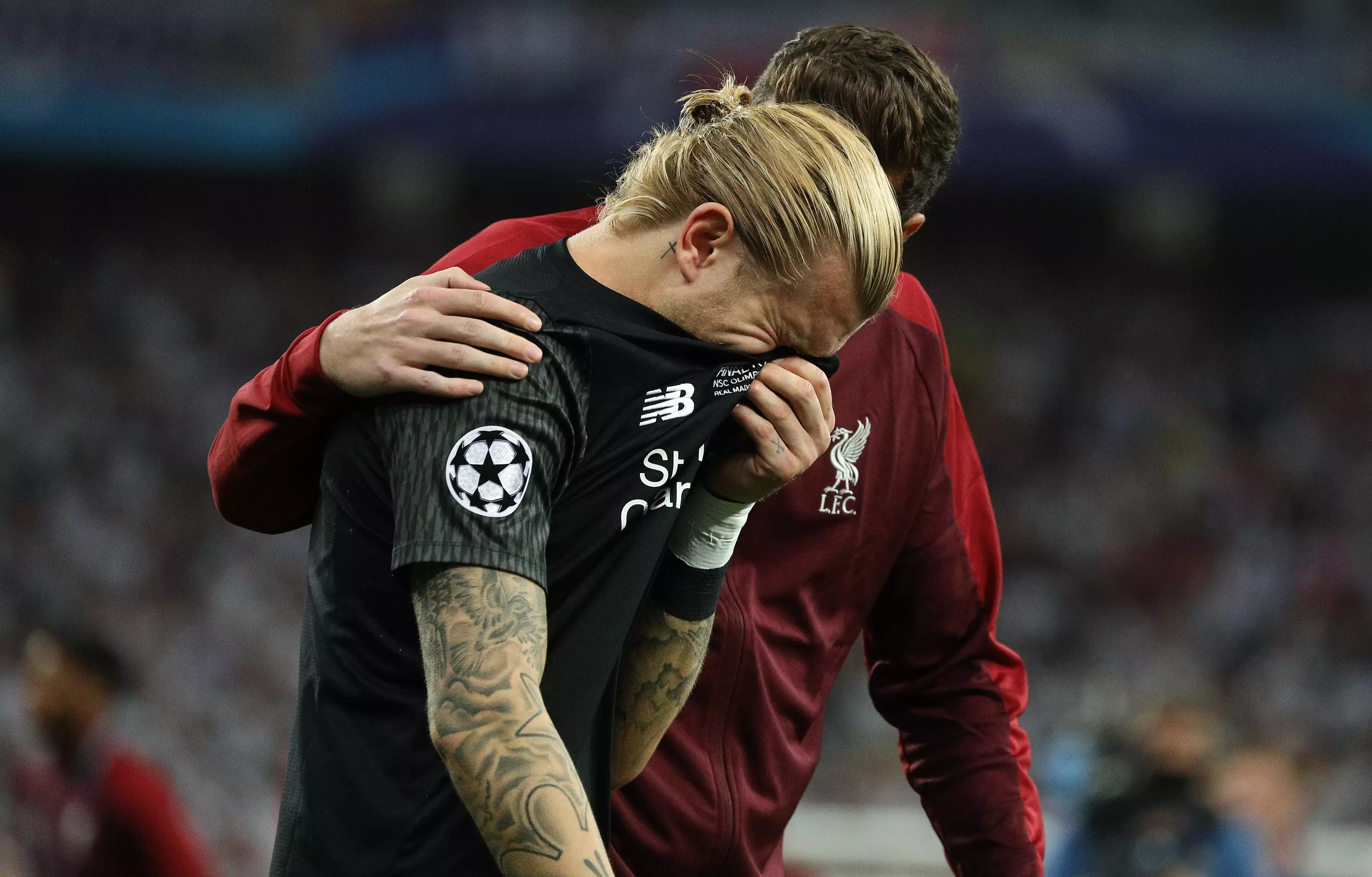Karius needed to be consoled at full time in the Champions League final. Image: PA Images