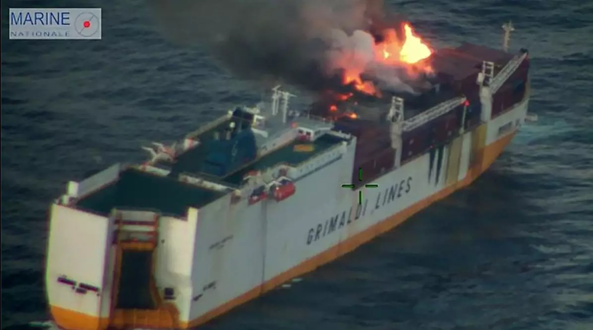 Crew on the ship had unsuccessfully battled the flames, before issuing a mayday alert.