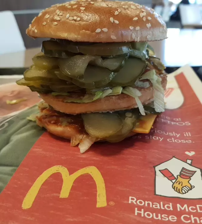 The McPickle Burger in all its glory.