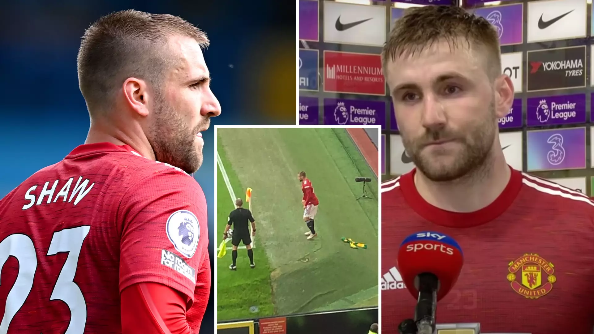 Luke Shaw Responds To Fan Who Faces 'Three-Year Ban' After Chucking Green And Gold Scarf At Him