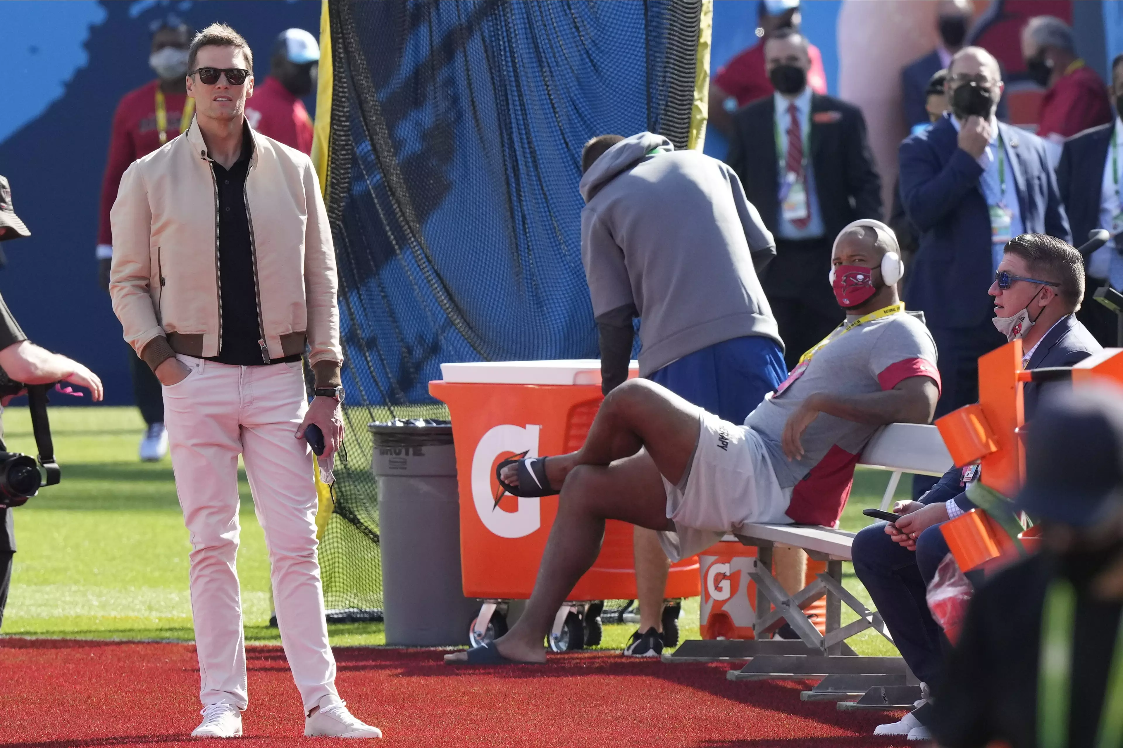 The 42-year-old taking in the surroundings ahead of the big game.