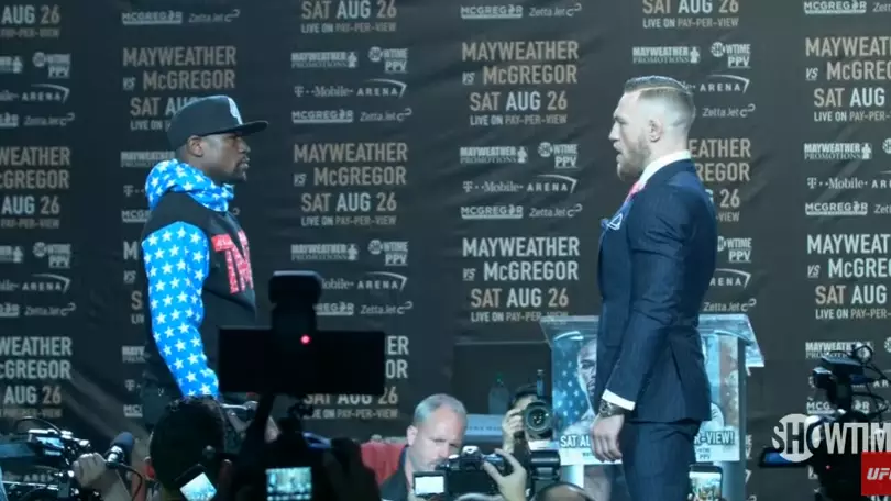 WATCH: Conor McGregor And Floyd Mayweather Face-To-Face For The First Time