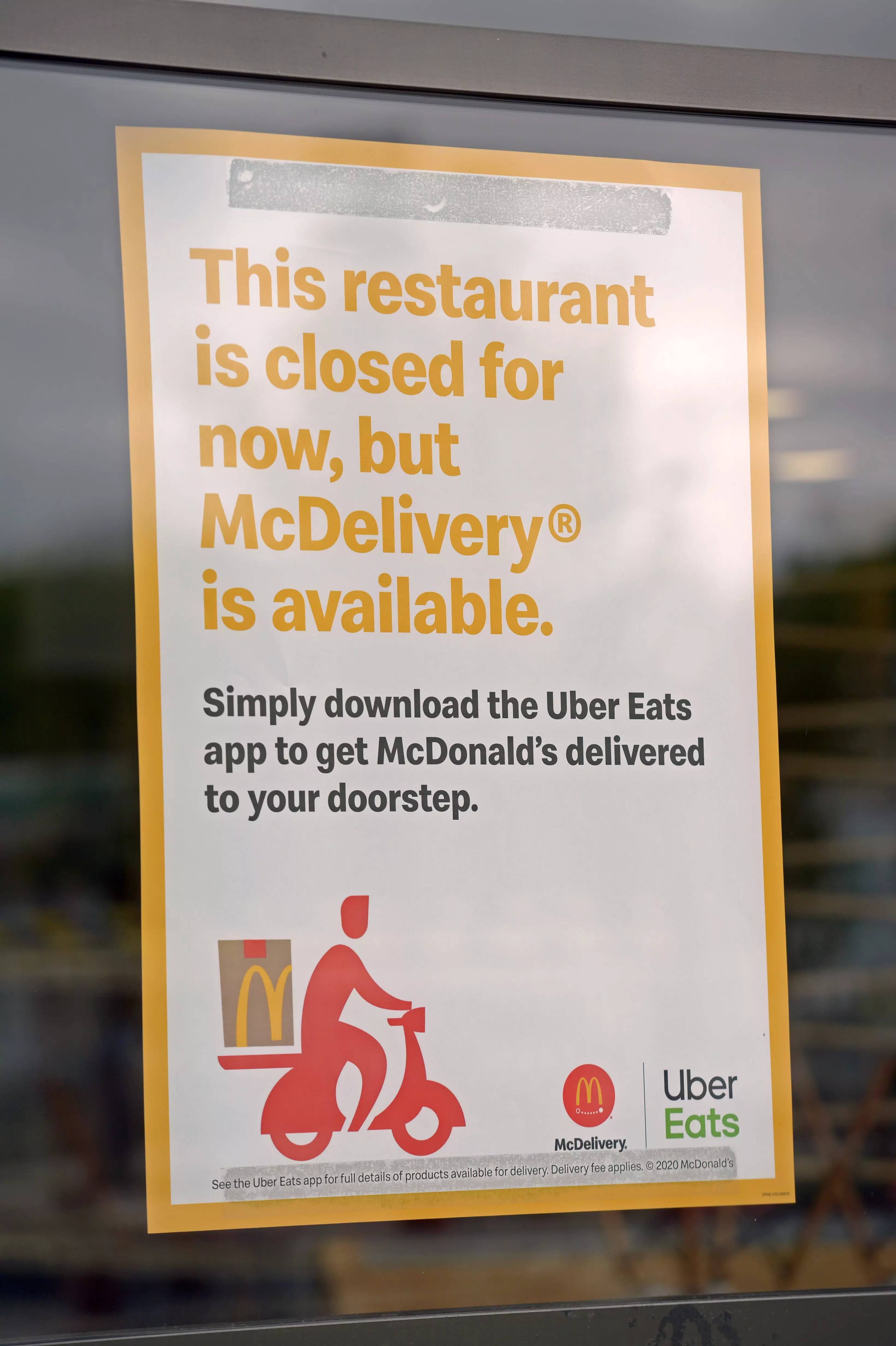 Signs up in a Boreham McDonald's, one of the branches reopening today (13th May) (