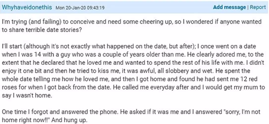 A woman requested funny date stories on Mumsnet (