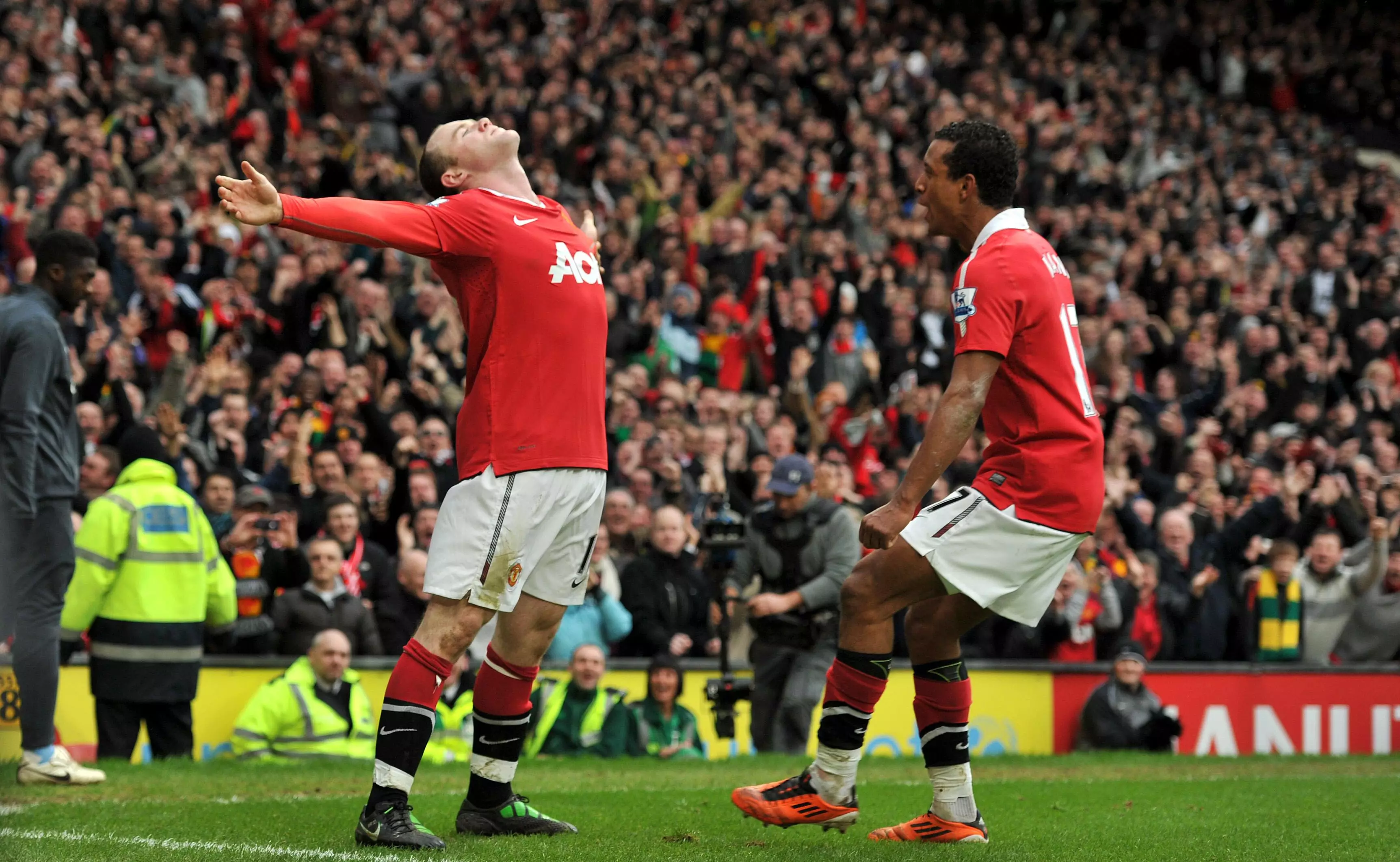 Rooney celebrates his goal. Image: PA