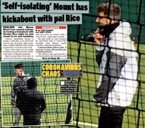 Back page of the Daily Star which shows Mason Mount and Declan Rice.