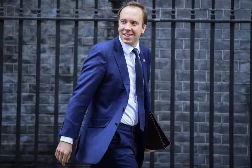 British Secretary of State for Health and Social Care Matt Hancock leaves 10 Downing Street after a cabinet meeting in London.