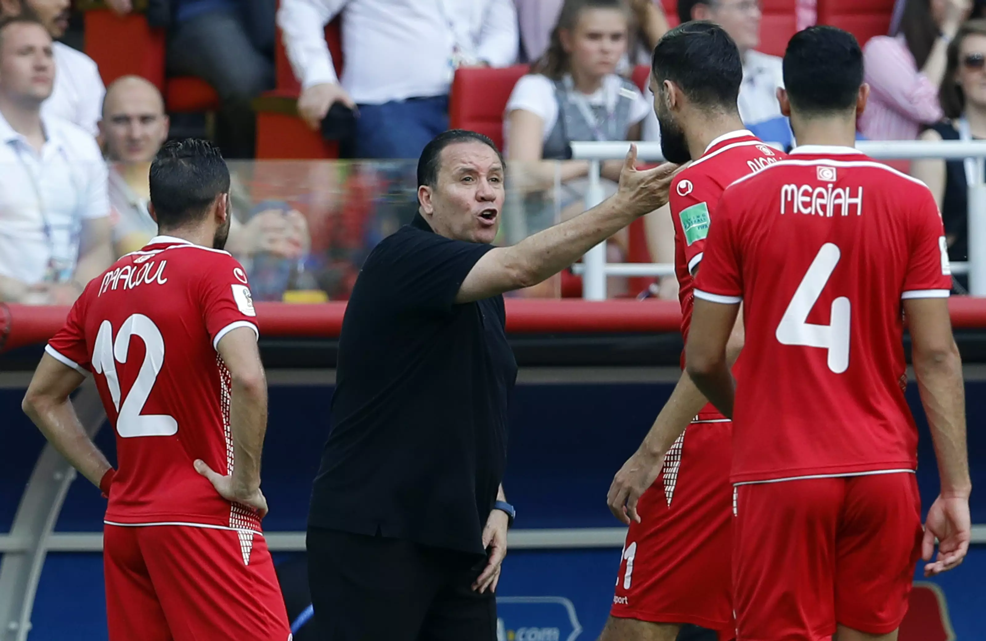 Maaloul barking out instructions to his players. Image: PA