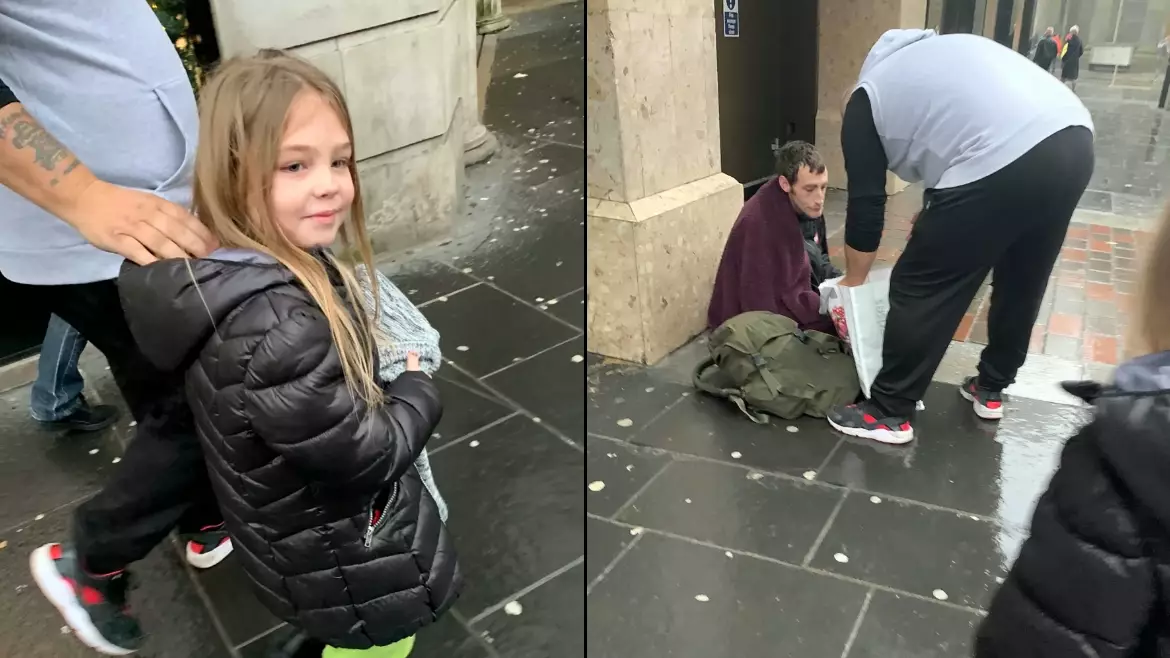 Six-Year-Old Girl Hands Out Food To People Sleeping Rough On Christmas Day