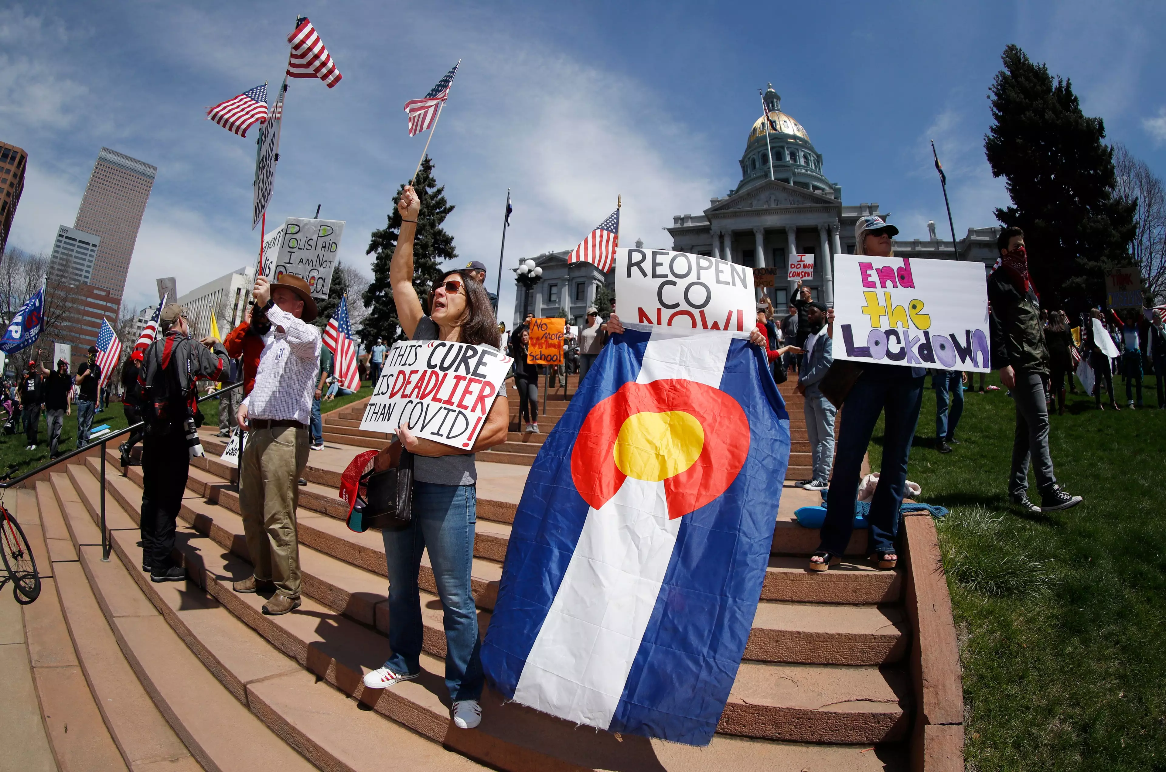 Protesters outside the State Capitol in Colorado.