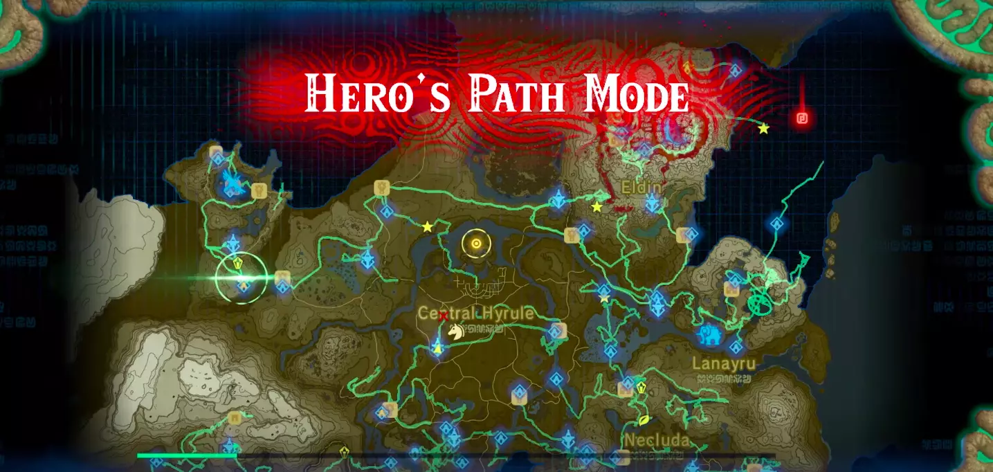 Hero's Path Mode, as seen on the game map /