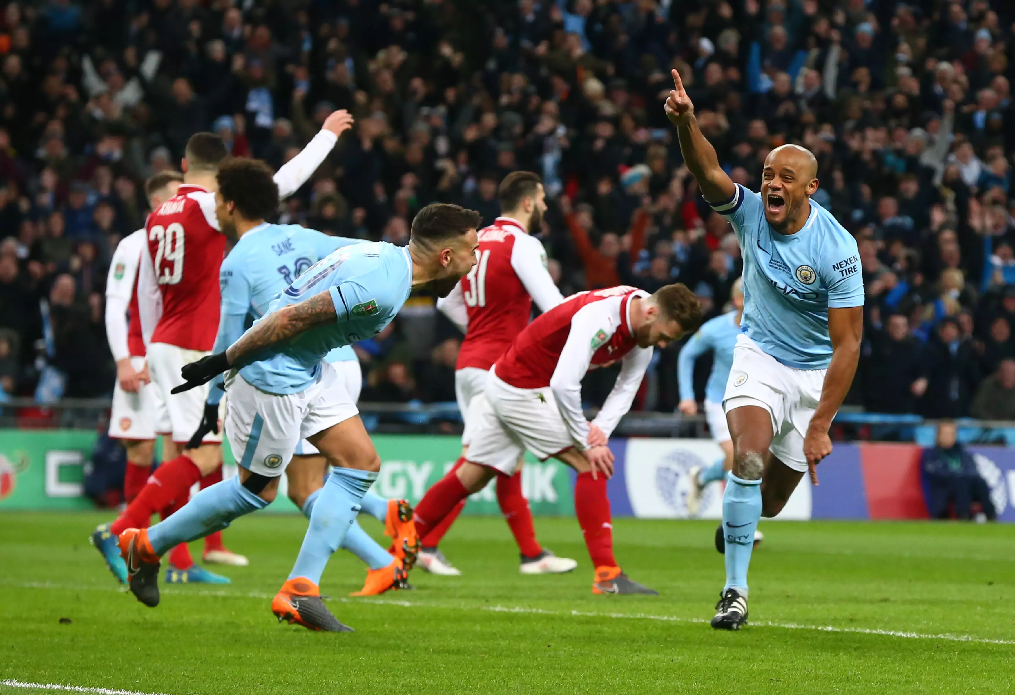 Vincent Kompany Scores Against Arsenal During Sunday's Carabao Cup Final