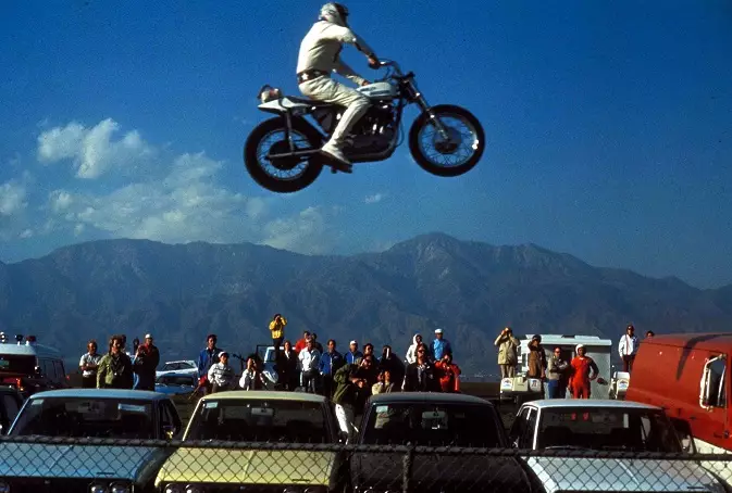 Evel Knievel in action.