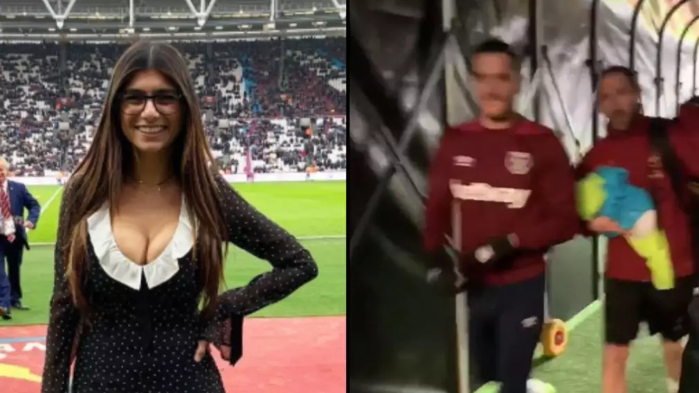Mia Khalifa Gets Eyed Up By West Ham Player In The Tunnel Before Kick-Off 