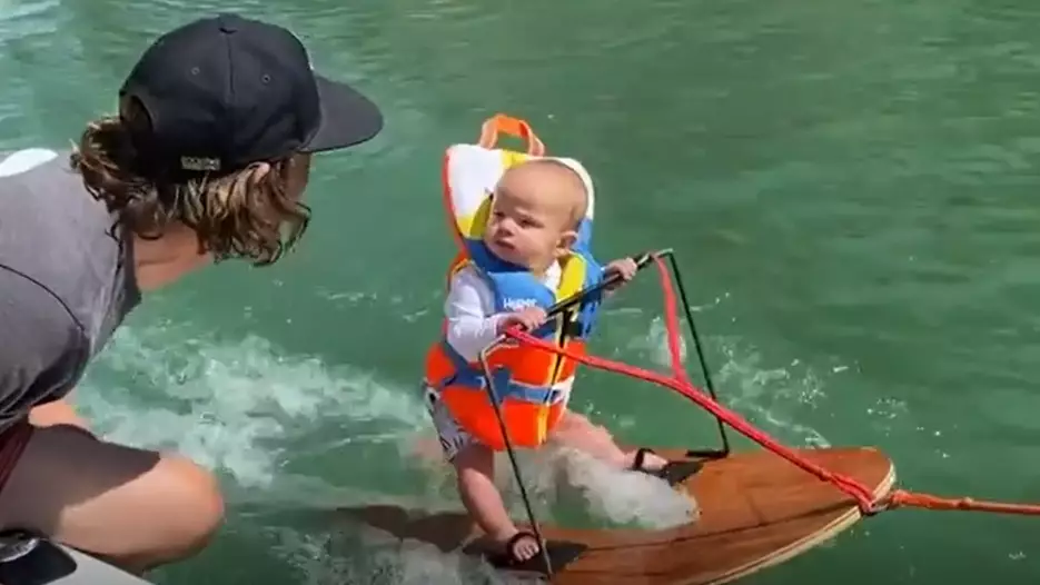 Viral Video Of Water Skiing Baby Sparks Mixed Response On Social Media