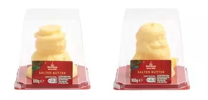 The Morrisons butter comes in two festive shapes. (
