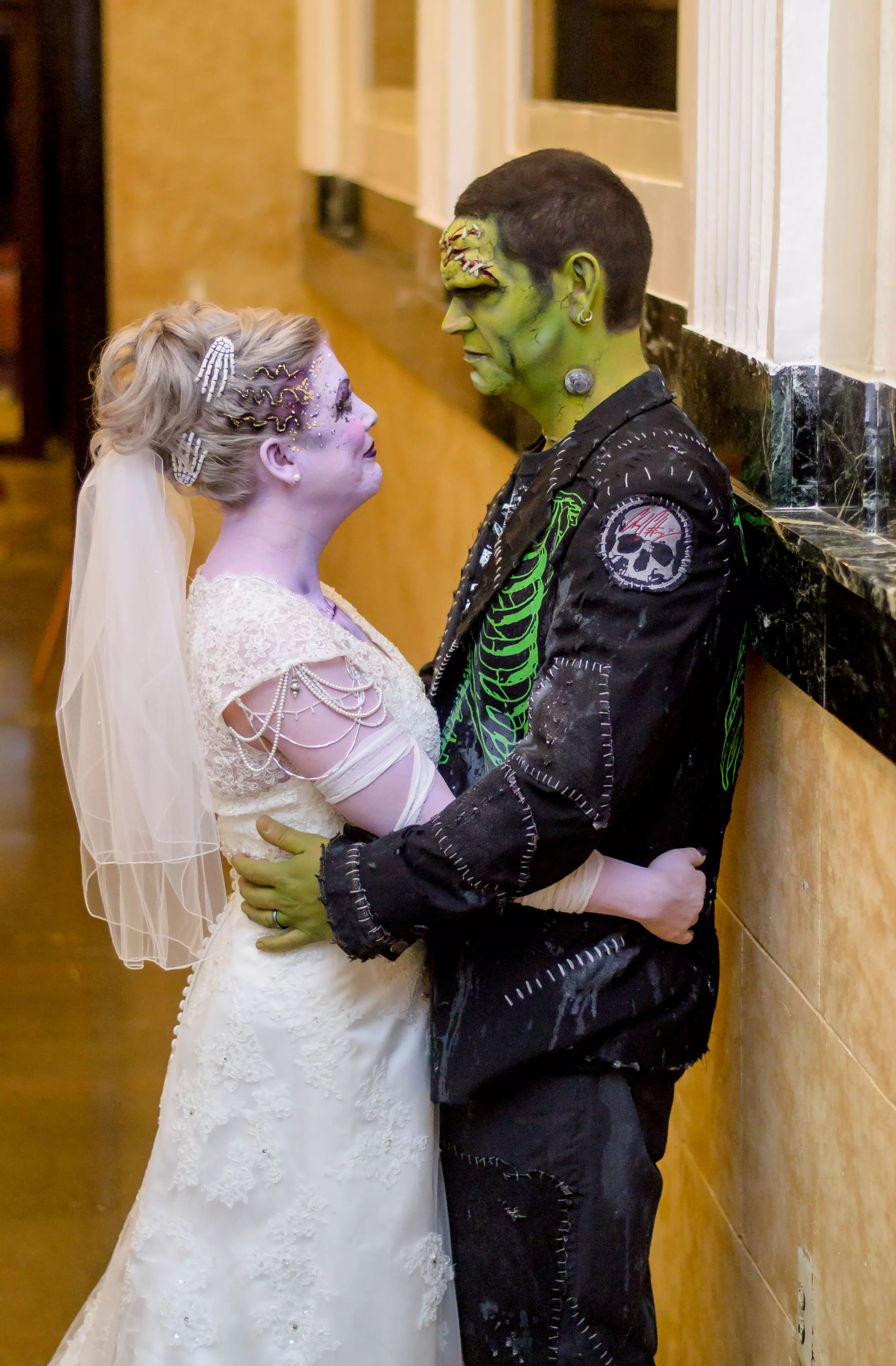 The horror make-up took so long, the couple were an hour late to their own wedding (