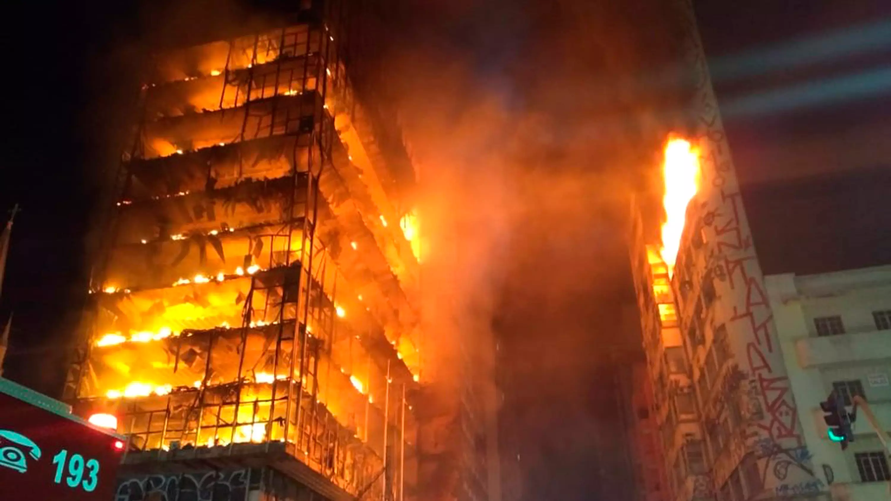 Tower Block Catches Fire Before Collapsing In Brazil 
